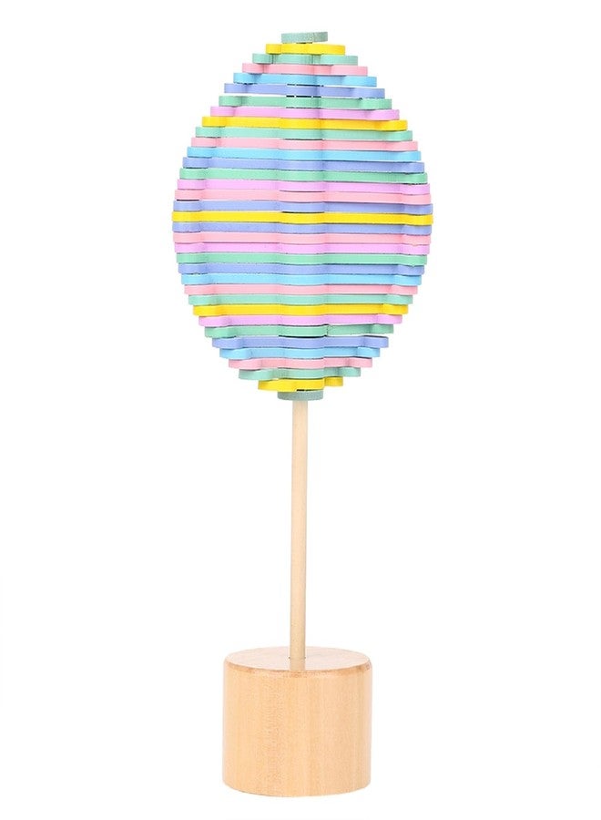 shenruifa Wood Spin, Wooden Rotating Lollipop Funny Stress Rotary Relief Decompression Toy for Children Adults Home Decor (Macaron Color) - Image 1